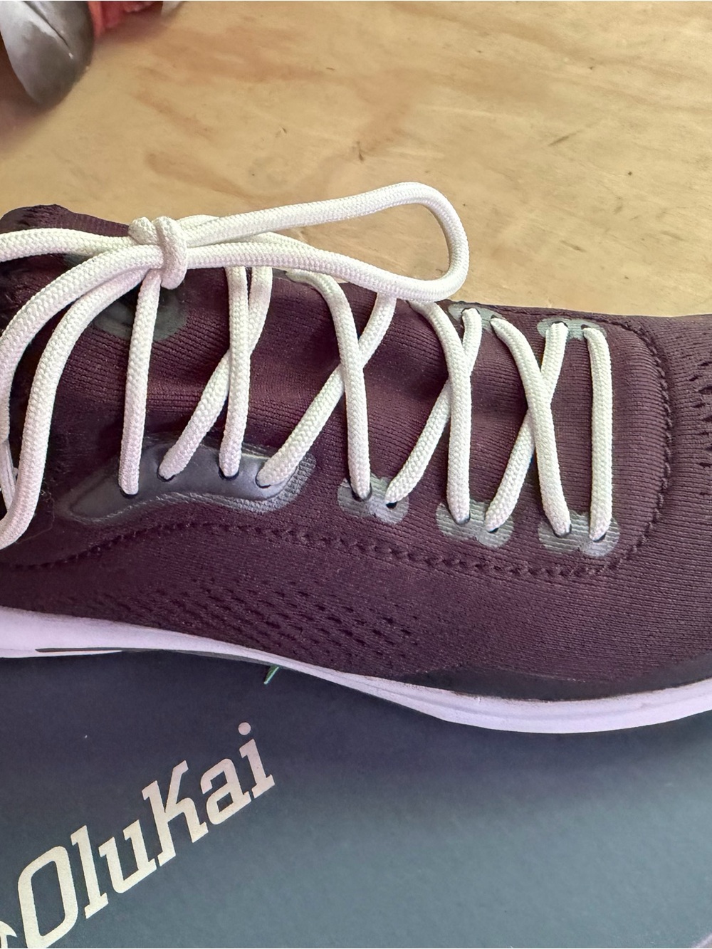 OluKai Women's Maroon Knit Sneaker with White Laces